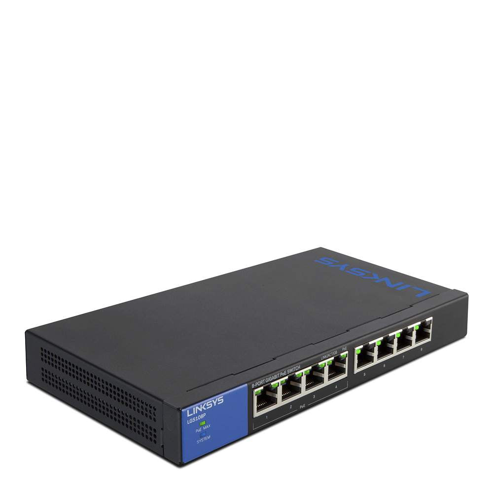 Linksys 1GB Unmanaged PoE 8 Port Switch - ONE CLICK SUPPLIES