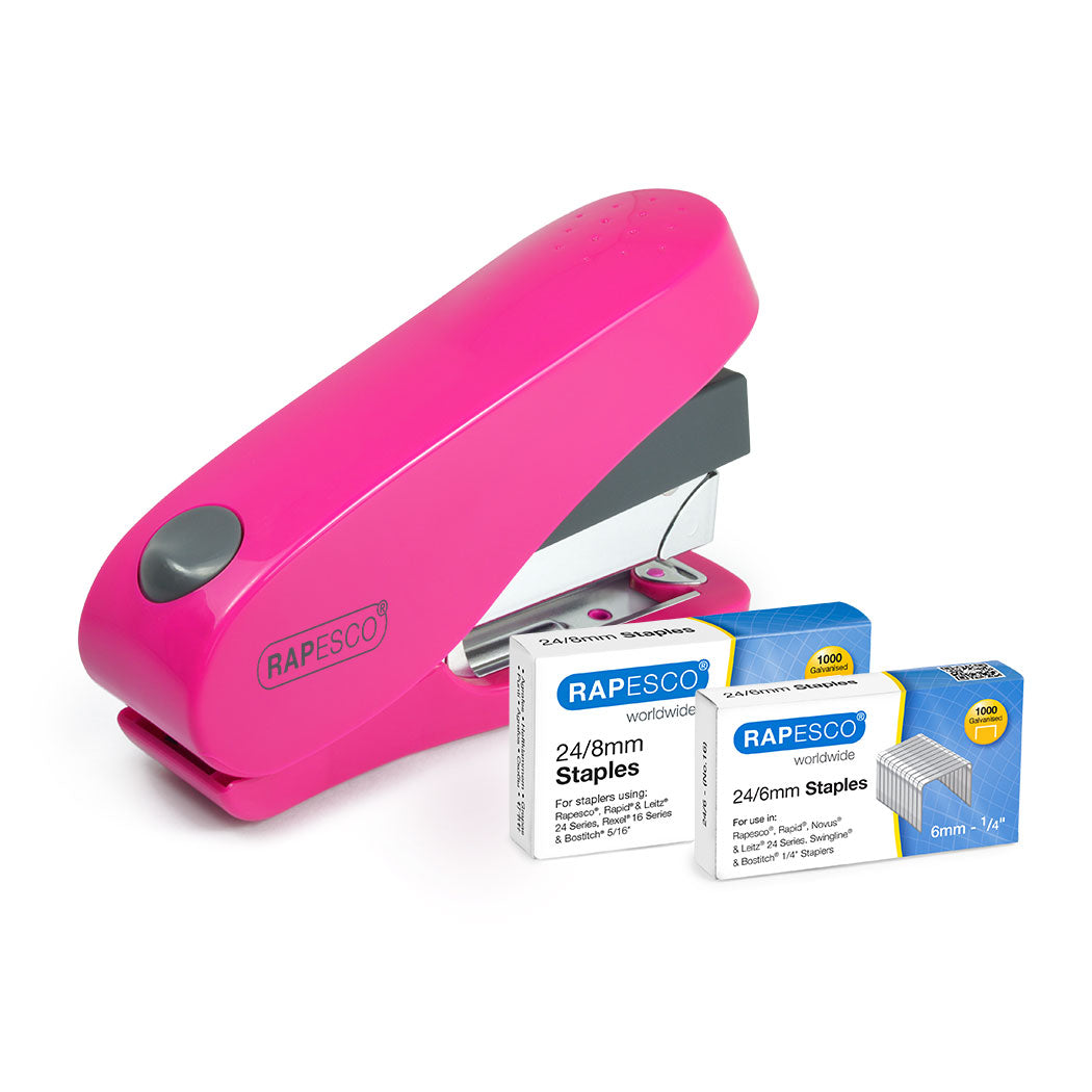 Rapesco Luna Less Effort Half Strip Stapler 50 Sheet Pink - 1468 - ONE CLICK SUPPLIES