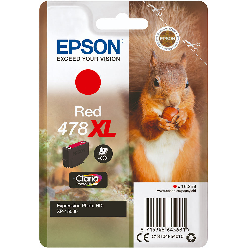 Epson 478XL Squirrel Red High Yield Ink Cartridge 10ml - C13T04F54010 - ONE CLICK SUPPLIES