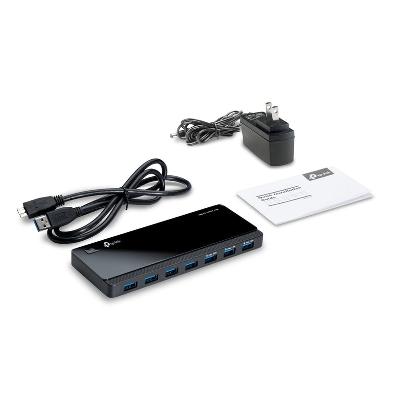 7 Port USB 3.0 Hub with UK Power Adaptor - ONE CLICK SUPPLIES