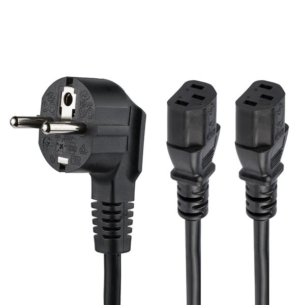 StarTech.com Power Cord Schuko CEE7 to 2x C13 2m - ONE CLICK SUPPLIES