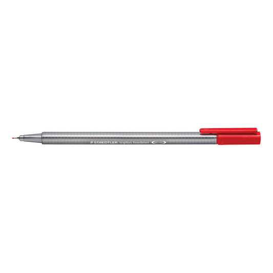 Staedtler Triplus Fineliner Pen 0.8mm Tip 0.3mm Line Red (Pack 10) 334-2 - ONE CLICK SUPPLIES