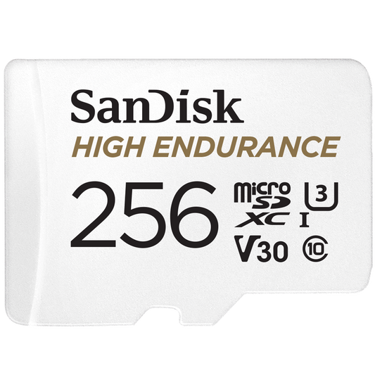 SanDisk High Endurance 256GB UHS-I Class 10 MicroSDHC Memory Card and Adapter - ONE CLICK SUPPLIES