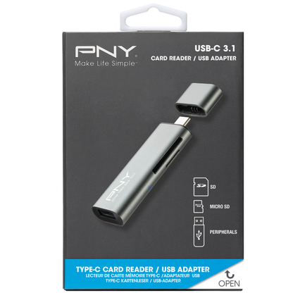 PNY USBC Gen1 male SD SDHC SDXC MicroSD - ONE CLICK SUPPLIES