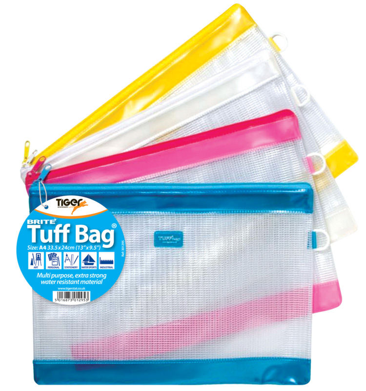 Tiger Brite Tuff Bag Polypropylene A4 330 Micron Assorted Colours - 301295 - ONE CLICK SUPPLIES