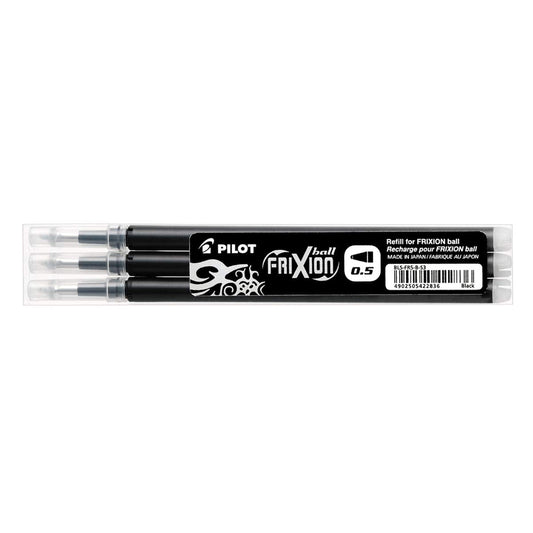 Pilot Refill for FriXion Ball/Clicker Pens 0.5mm Tip Black (Pack 3) - 77300301 - ONE CLICK SUPPLIES