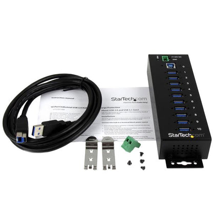 StarTech.com Rugged Metal 10 Port USB3.0 Hub DIN Rail - ONE CLICK SUPPLIES