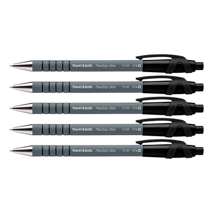 Paper Mate Flexgrip Ultra Retractable Ballpoint Pen 1.0mm Tip 0.5mm Line Black (Pack 5) - 2027751 - ONE CLICK SUPPLIES