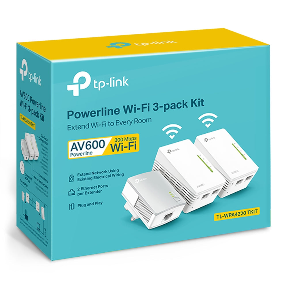 TP Link TL WPA4220 Powerline Universal WiFi Range Extender 2 Ethernet Ports Network Kit - ONE CLICK SUPPLIES