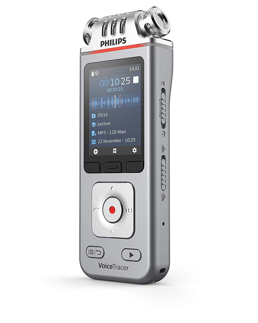 Philips Dictation DVT4110 VoiceTracer Audio Recorder 8GB Memory Chrome Silver - ONE CLICK SUPPLIES