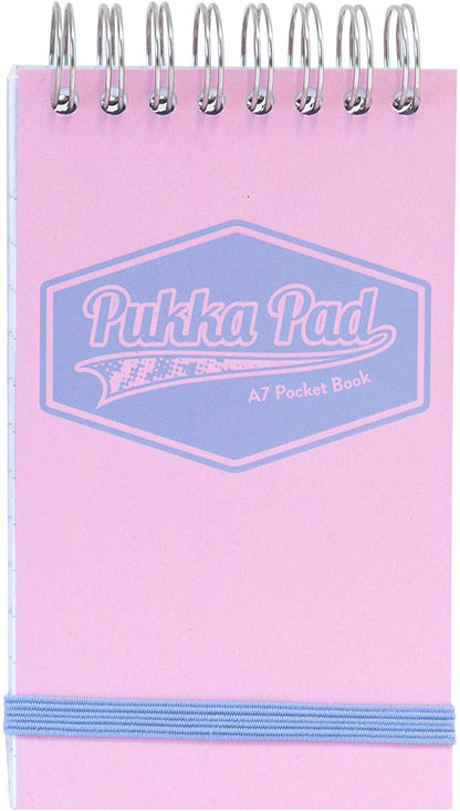 Pukka A7 Wirebound Card Cover Pocket Notebook Ruled 100 Pages Pastel Blue/Pink/Mint (Pack 6) - 8903-PST - ONE CLICK SUPPLIES