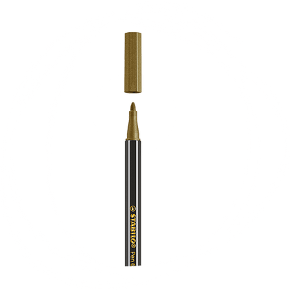 STABILO Pen 68 Metallic Fibre Tip Pen 1.4mm Line Metallic Gold/Silver (Pack 2) - B-53044-10 - ONE CLICK SUPPLIES