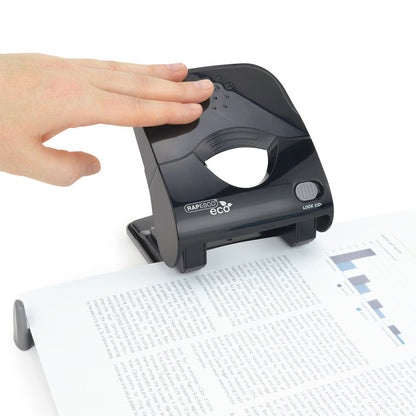 Rapesco Eco X5-40ps Less Effort 2 Hole Punch Plastic Black - 1525 - ONE CLICK SUPPLIES