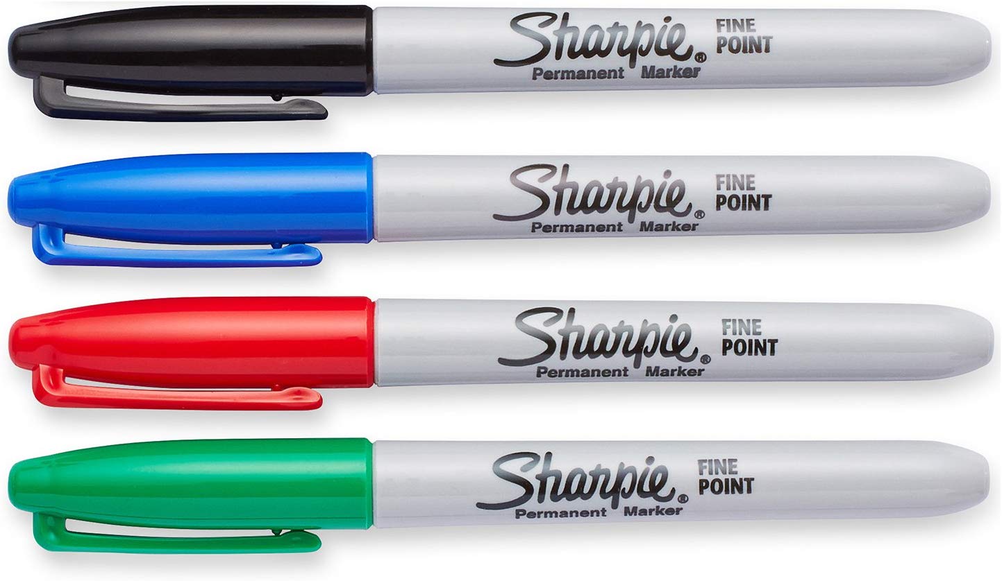 Sharpie Permanent Marker Fine Tip 0.9mm Line Assorted Standard Colours (Pack 4) - 1985858 - ONE CLICK SUPPLIES