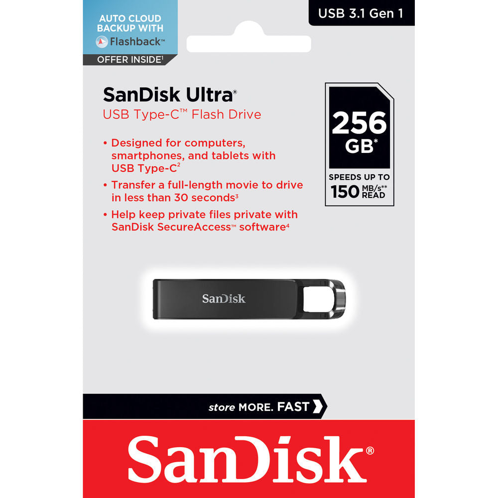 SanDisk 256GB Ultra USB C 150Mbs Read Speed Slide Flash Drive - ONE CLICK SUPPLIES