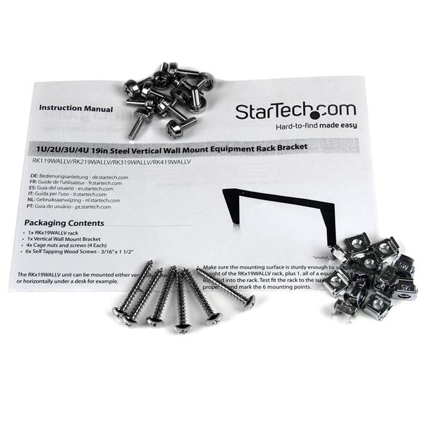 StarTech.com 3U 19in Vertical Wall Mount Rack Bracket - ONE CLICK SUPPLIES