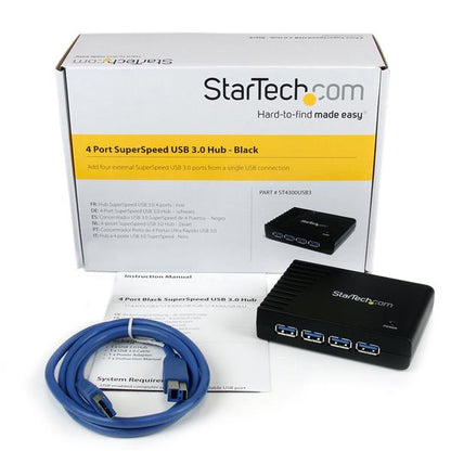 StarTech.com 4 Port Black SuperSpeed USB 3.0 Hub - ONE CLICK SUPPLIES