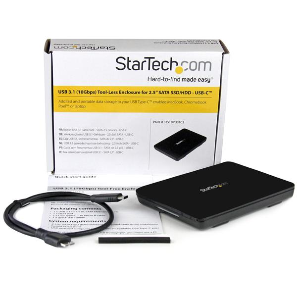 StarTech.com USB3.1 ToolFree Encl 2.5in SATA SSD HDD - ONE CLICK SUPPLIES