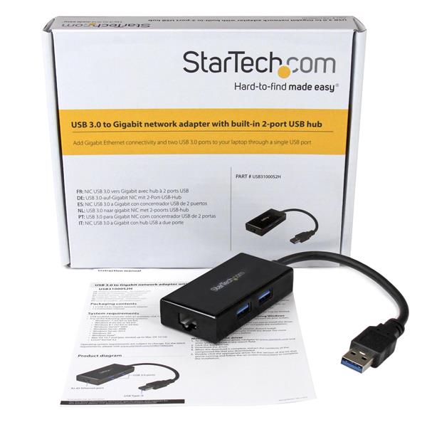 StarTech.com USB3 to GB Network Adapter 2 Port Hub - ONE CLICK SUPPLIES