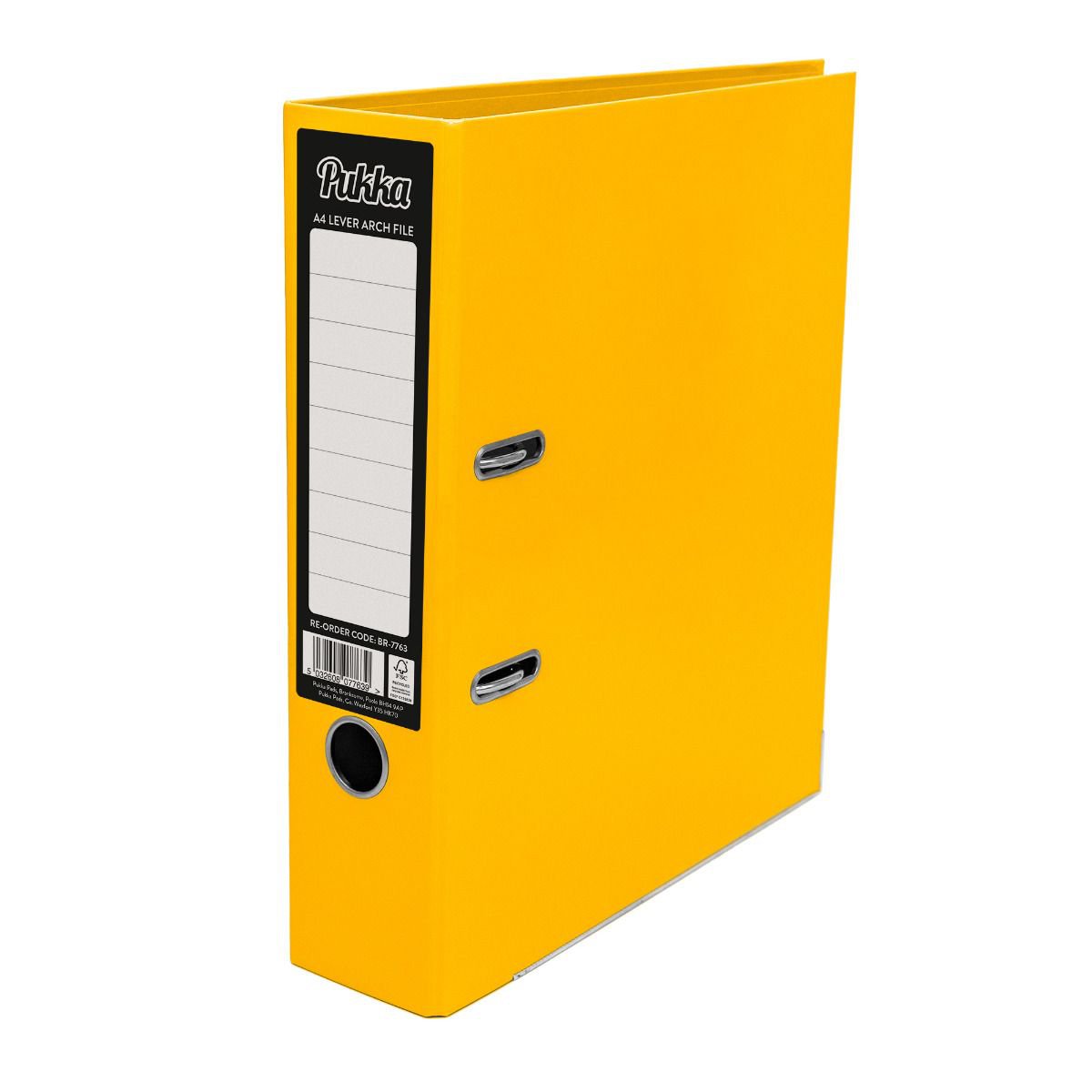 Pukka Brights Lever Arch File Laminated Paper on Board A4 70mm Spine Width Yellow (Pack 10) - BR-7763 - ONE CLICK SUPPLIES