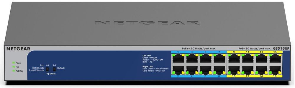 Netgear 16 Port Gigabit Ethernet U60 PoE Plus Unmanaged Network Switch - ONE CLICK SUPPLIES