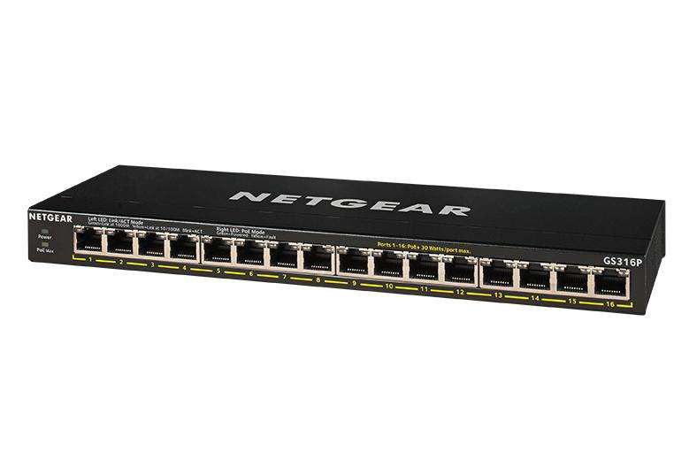 Netgear GS316P 16 Port Unmanaged Gigabit Power Over Ethernet Switch - ONE CLICK SUPPLIES