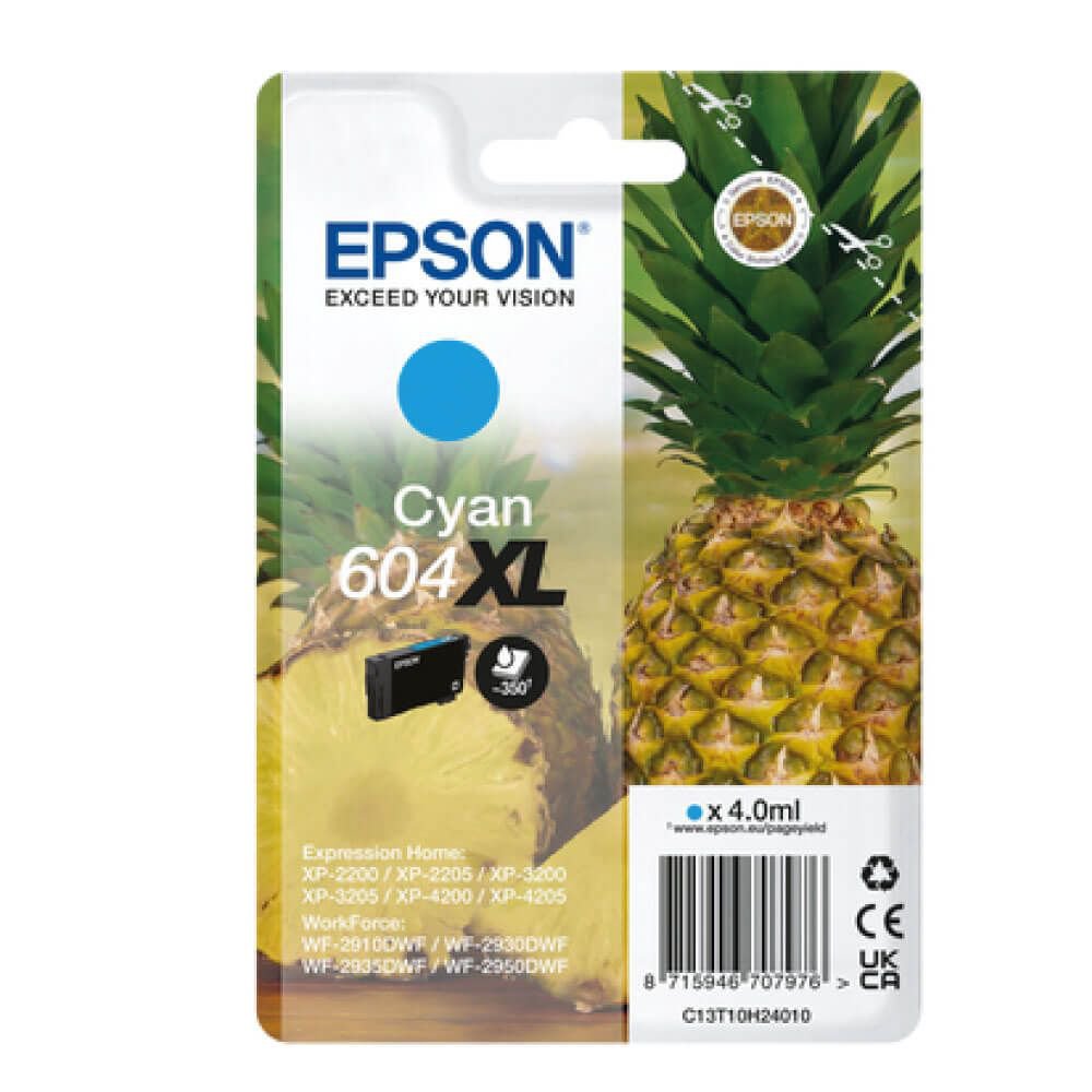 Epson Pineapple 604 Cyan High Capacity Ink Cartridge 4ml - C13T10H24010 - ONE CLICK SUPPLIES