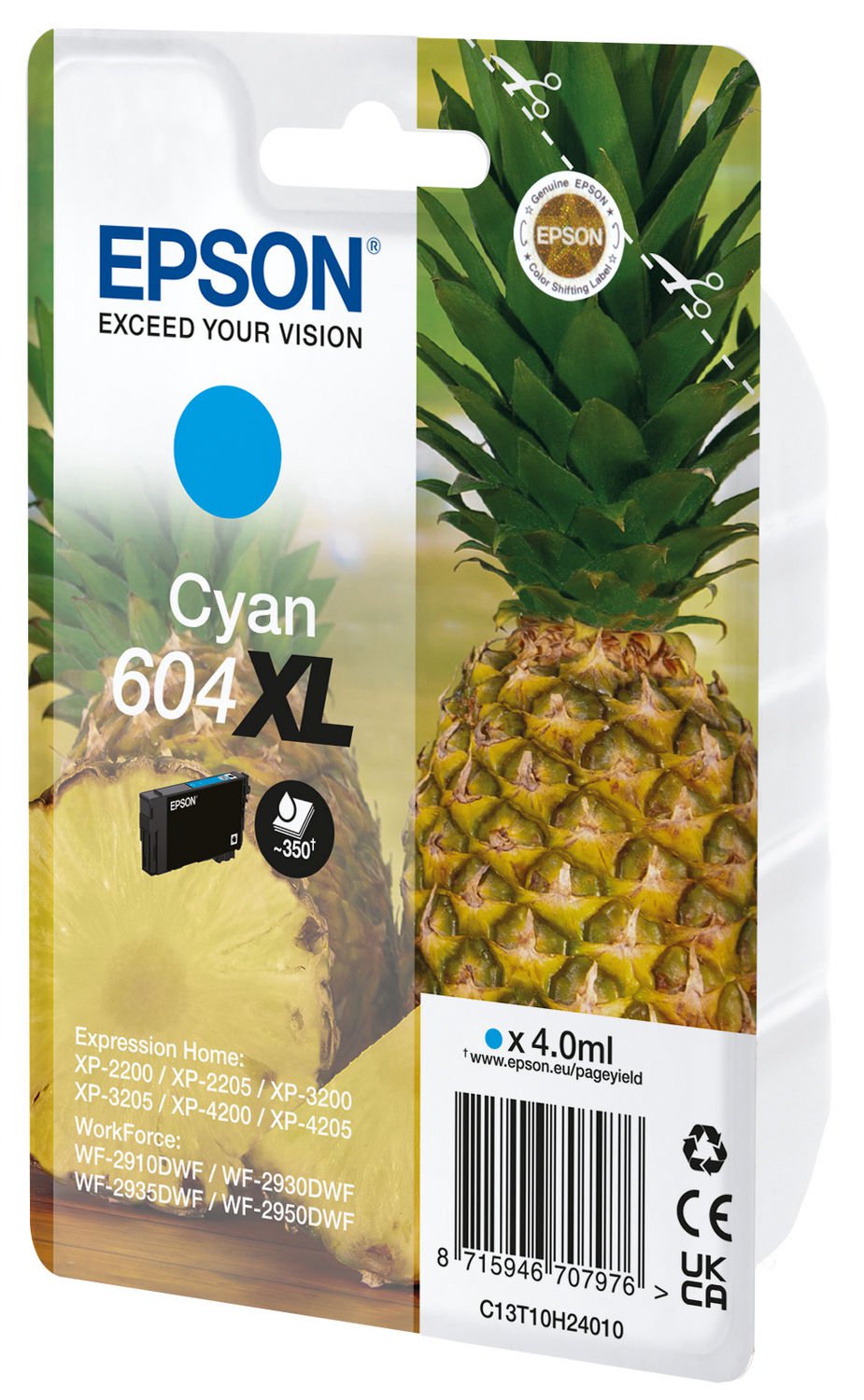 Epson Pineapple 604 Cyan High Capacity Ink Cartridge 4ml - C13T10H24010 - ONE CLICK SUPPLIES