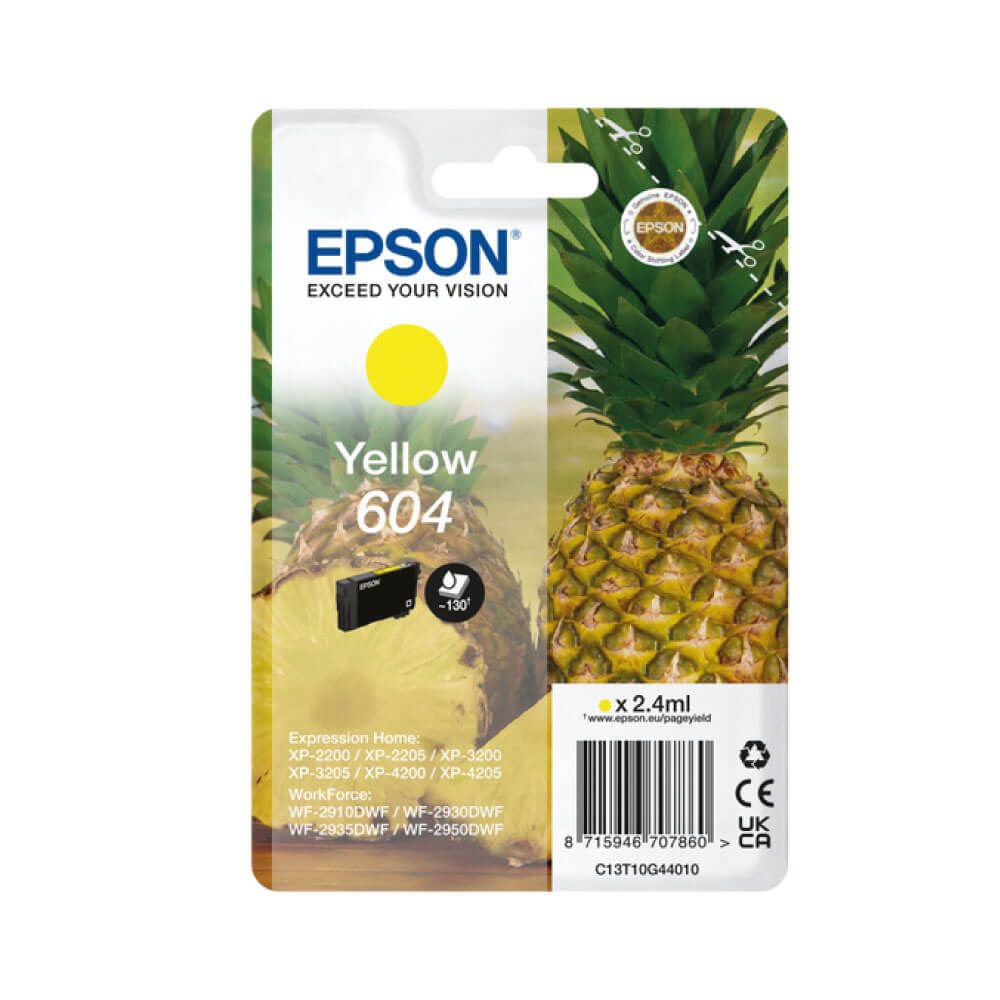 Epson Pineapple 604 Yellow Standard Capacity Ink Cartridge 2.4ml - C13T10G44010 - ONE CLICK SUPPLIES