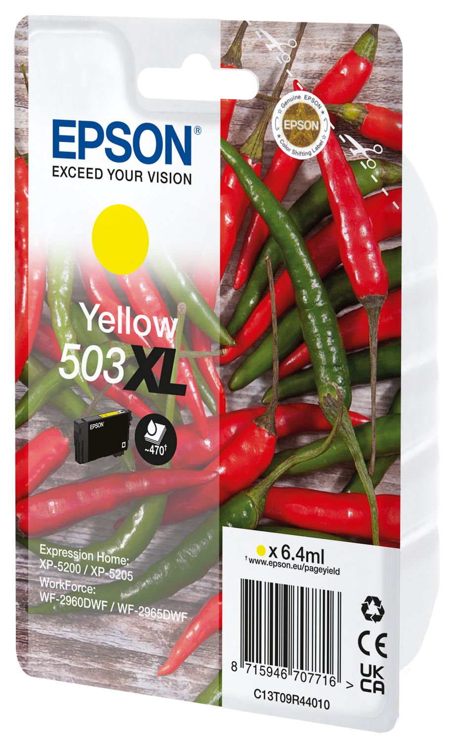 Epson Chillies 503 Yellow High Capacity Ink Cartridge 6.4ml - C13T09R44010 - ONE CLICK SUPPLIES