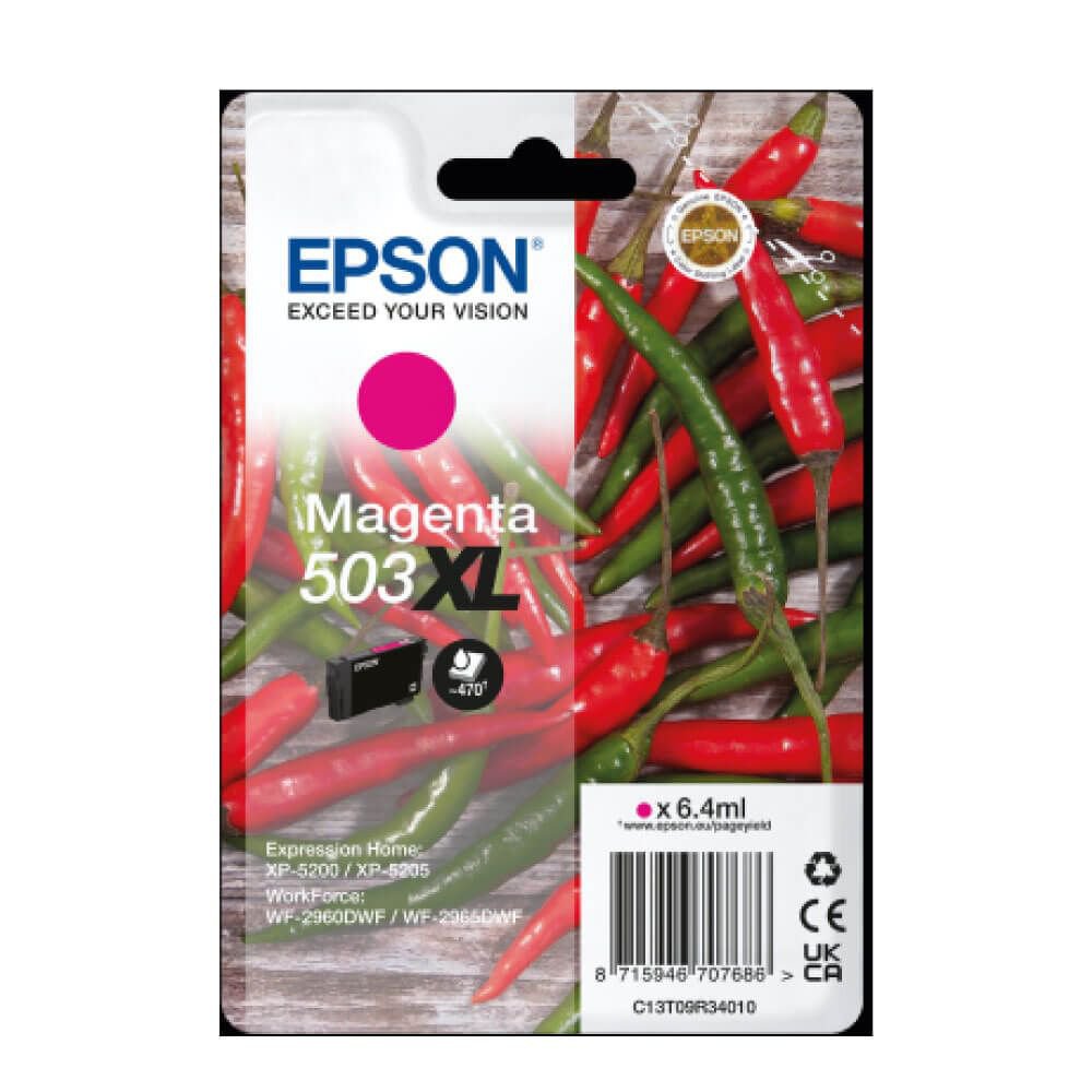 Epson Chillies 503 Magenta High Capacity Ink Cartridge 6.4ml - C13T09R34010 - ONE CLICK SUPPLIES