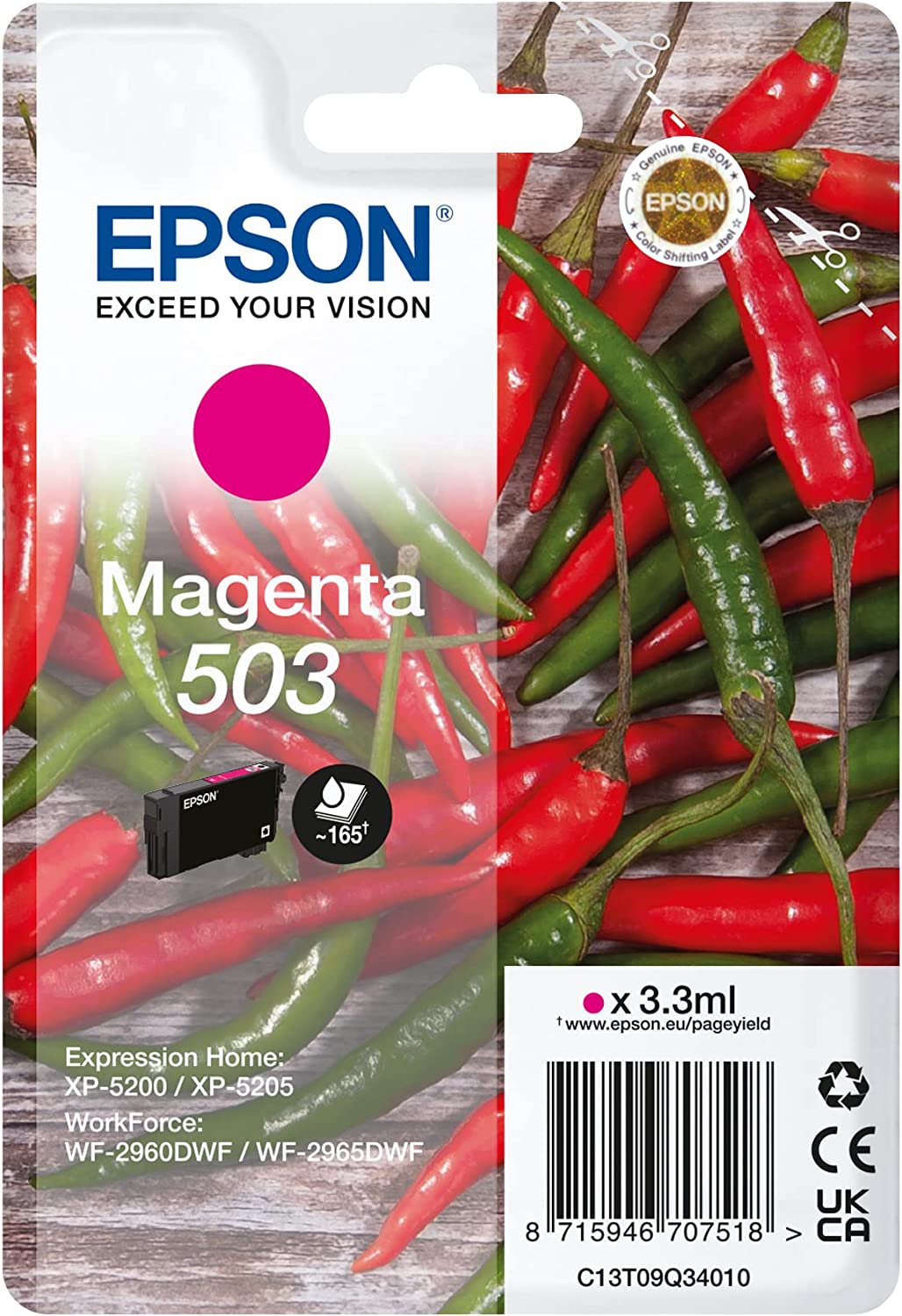 Epson Chillies 503 Magenta Standard Capacity Ink Cartridge 3.3ml - C13T09Q34010 - ONE CLICK SUPPLIES