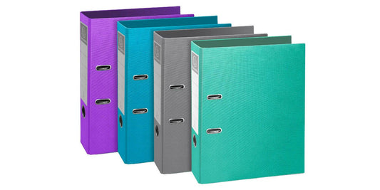 Teksto Lever Arch File A4 80mm Assorted Colours (Pack 10) 53650E - ONE CLICK SUPPLIES