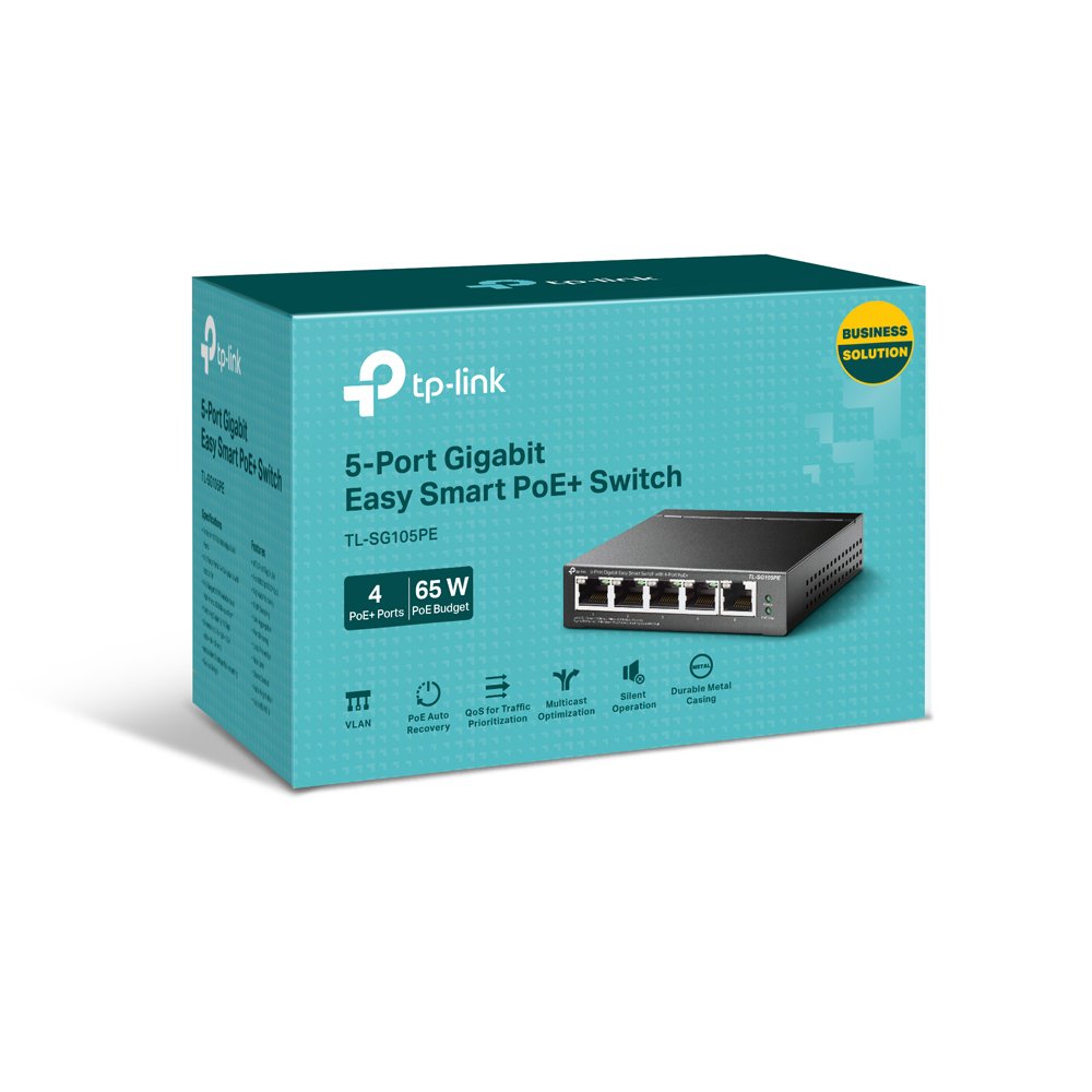 TP Link 5 Port Gigabit Easy Smart Switch with 4 PoE Plus Ports - ONE CLICK SUPPLIES