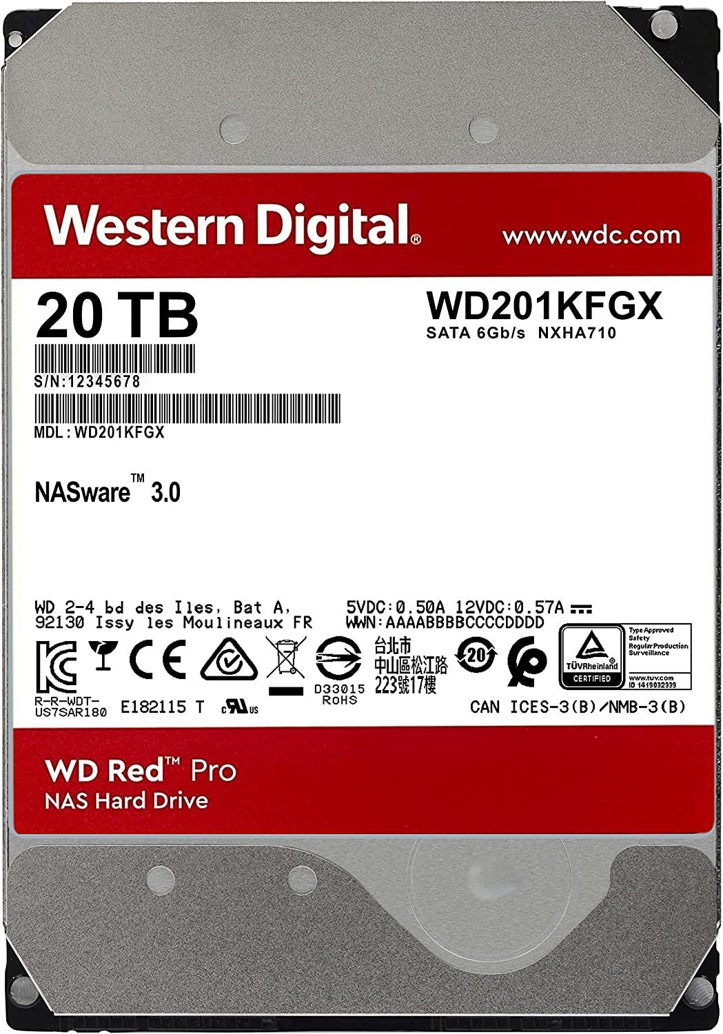 Western Digital Red Pro 20TB SATA 6Gbs 3.5 Inch Internal Hard Disk Drive - ONE CLICK SUPPLIES