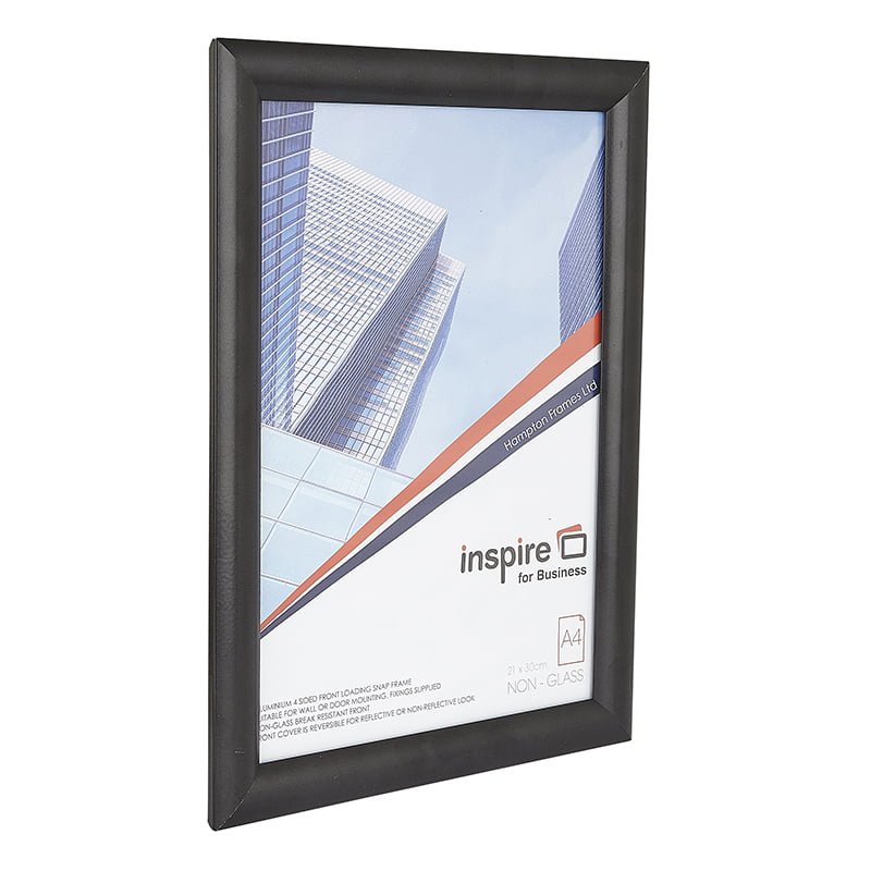 Hampton Frames A4 Non Glass Frame Black Aluminium SNAPA4BLK - ONE CLICK SUPPLIES