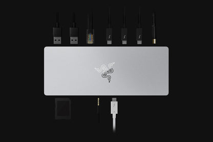 Razer Thunderbolt 4 Dock Chroma Premium Hub with RGB Lighting for Windows and Mac Mercury White - ONE CLICK SUPPLIES