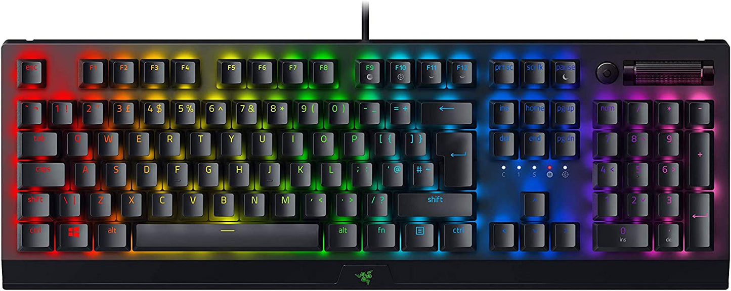 Razer BlackWidow V3 Green Switch USB QWERTY UK English Layout Keyboard Black - ONE CLICK SUPPLIES