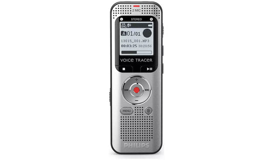 Philips Dictation DVT2010 VoiceTracer Audio Recorder 8GB Memory Chrome Silver - ONE CLICK SUPPLIES