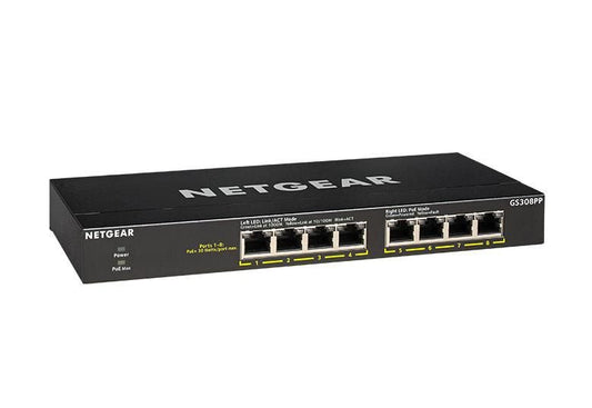 Netgear GS308PP 8 Port Unmanaged Gigabit Ethernet Power over Ethernet Network Switch - ONE CLICK SUPPLIES