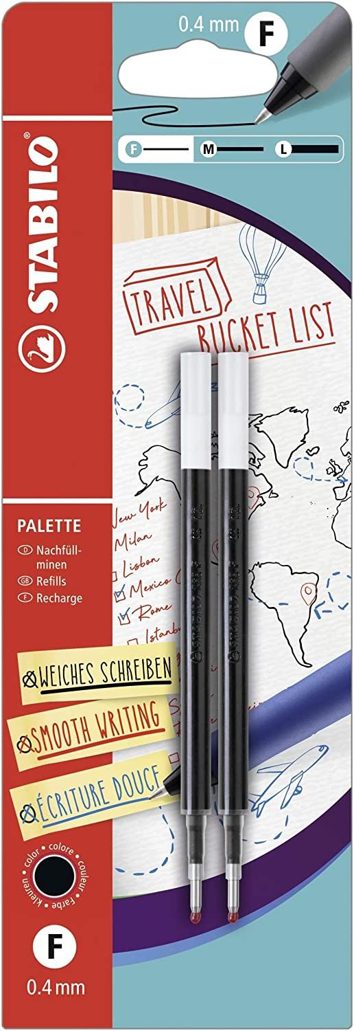 STABILO PALETTE Gel Rollerball Refill 0.4mm Line Black (Blister 2) B-55618-5 - ONE CLICK SUPPLIES