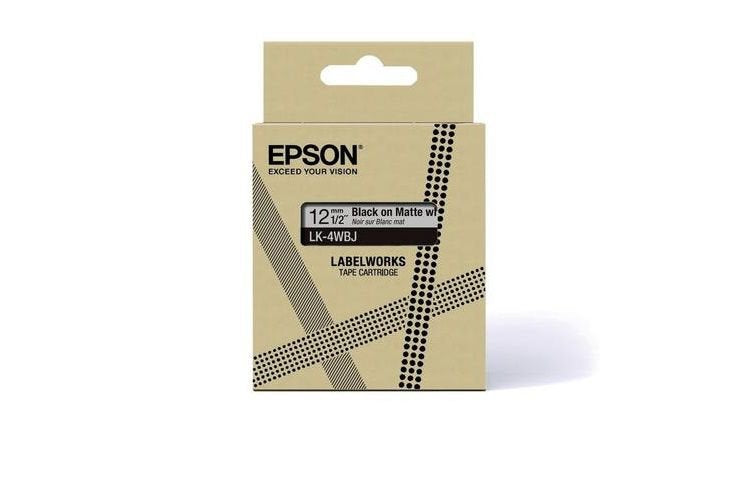 Epson LK-4WBJ Black on Matte White Tape Cartridge 12mm - C53S672062 - ONE CLICK SUPPLIES