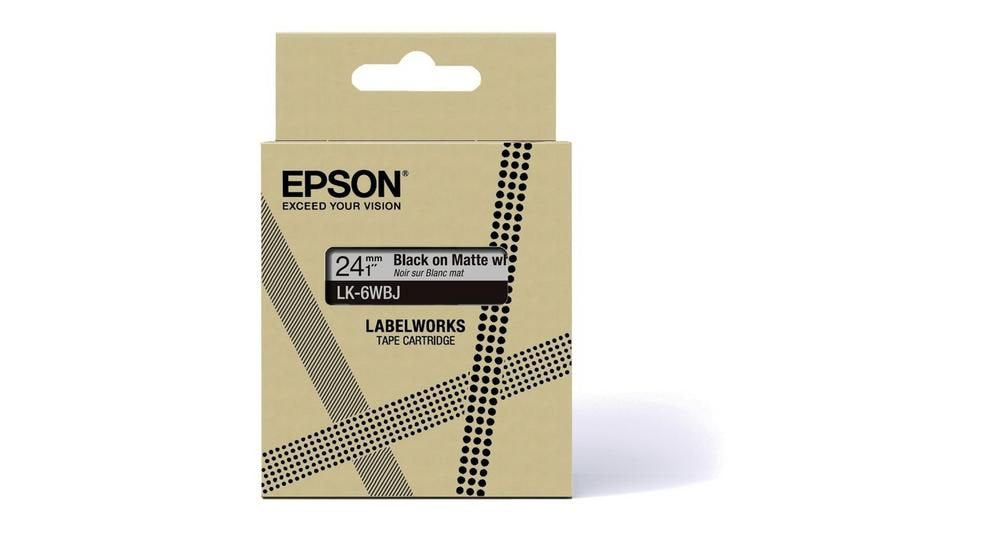 Epson LK-6WBJ Black on Matte WhiteTape Cartridge 24mm - C53S672064 - ONE CLICK SUPPLIES