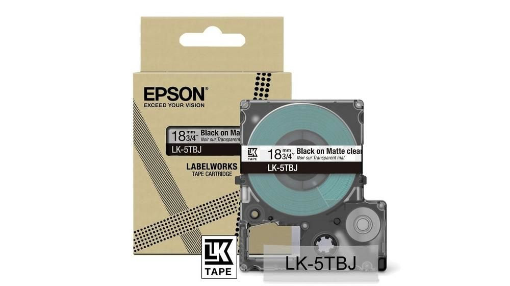 Epson LK-5TBJ Black on Matte Clear Tape Cartridge 18mm - C53S672066 - ONE CLICK SUPPLIES