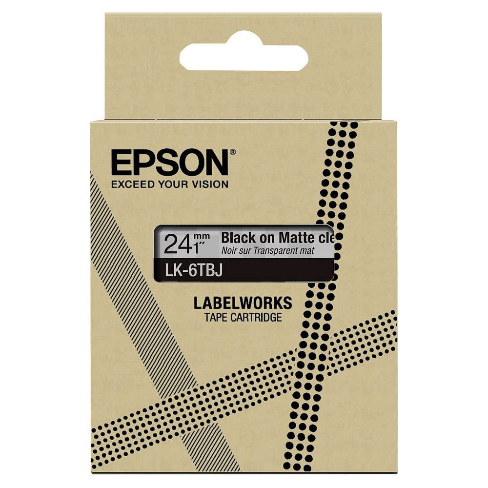 Epson LK-6TBJ Black on Matte Clear Tape Cartridge 24mm - C53S672067 - ONE CLICK SUPPLIES