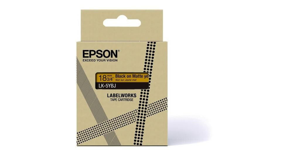 Epson LK-5YBJ Black on Matte Yellow Tape Cartridge 18mm - C53S672075 - ONE CLICK SUPPLIES