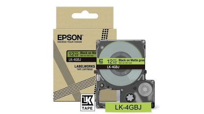 Epson LK-4GBJ Black on Matte GreenTape Cartridge 12mm - C53S672077 - ONE CLICK SUPPLIES