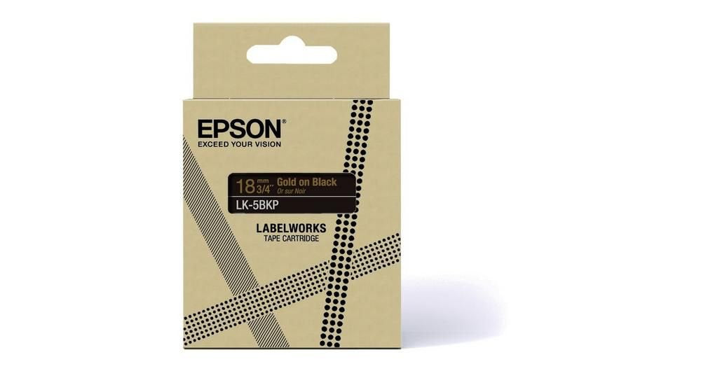 Epson LK-5BKP Gold on Metallic Black Tape Cartridge 18mm - C53S672095 - ONE CLICK SUPPLIES