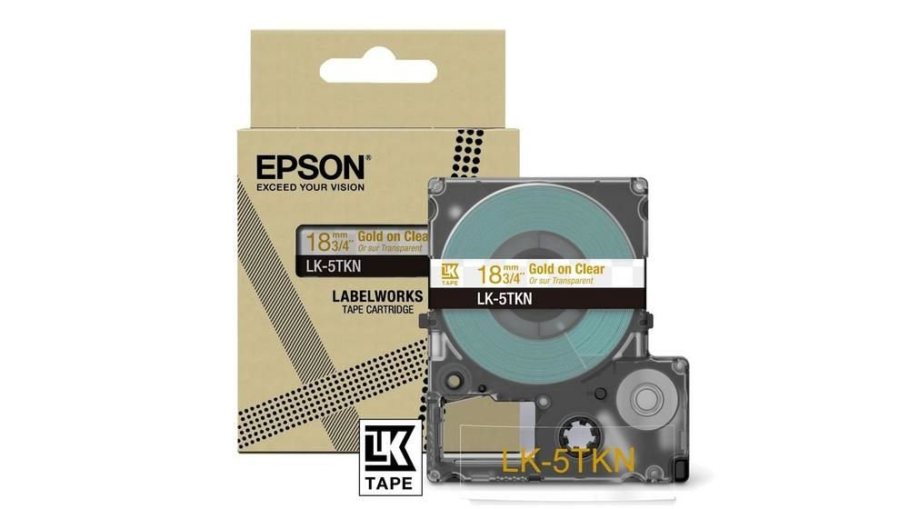 Epson LK-5TKN Gold on Metallic Clear Tape Cartridge 18mm - C53S672097 - ONE CLICK SUPPLIES