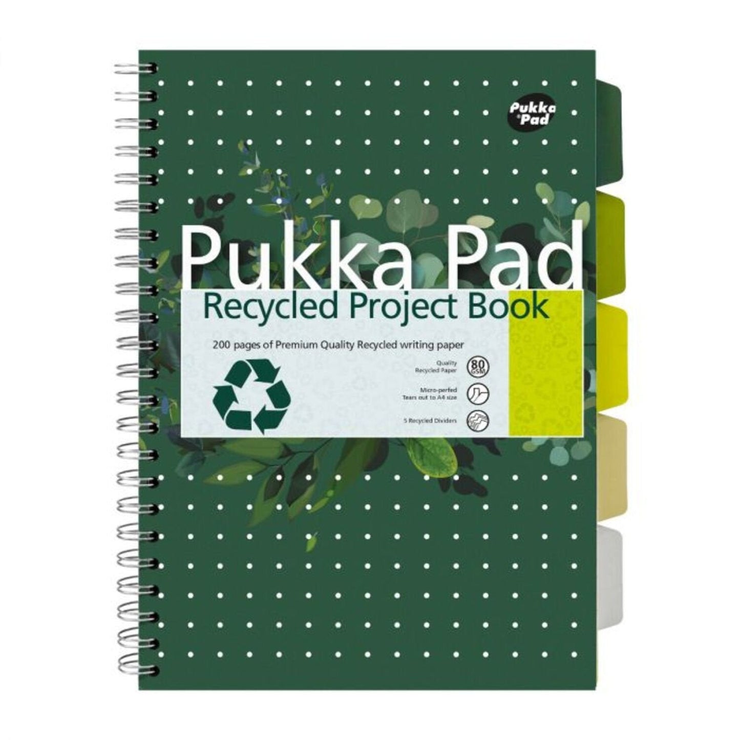 Pukka Recycled Project Book A4 Wirebound 200 Pages Recycled Card Cover (Pack 3) 6050-REC - ONE CLICK SUPPLIES